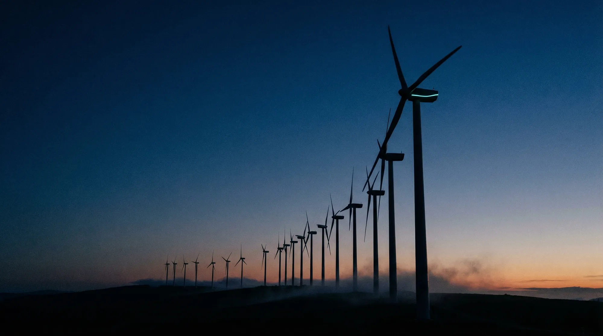 Wind turbines at twilight